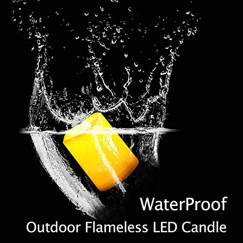 Waterproof Outdoor Battery Operated Flameless Candles with Remote Timer Plastic Flickering Fake Electric LED Pillars for Lantern Garden Wedding Christmas Decorations 3x4 Inches 2 PCS (2 Count)