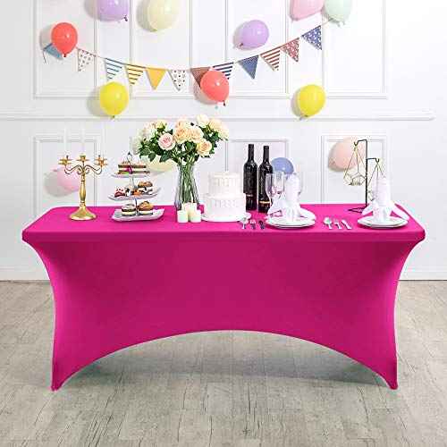 2Pack Spandex Table Cover for 4FT or 6ft or 9ft Table Universal Fitted Stretch Tablecloth for Party (2 Count)