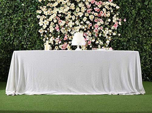 Sequin Tablecloth 60x102 Inch White for Wedding Party