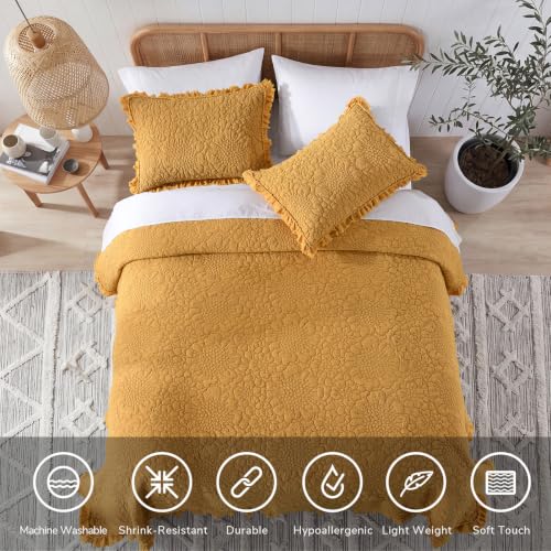 Yellow Ruffled Quilt Queen Size