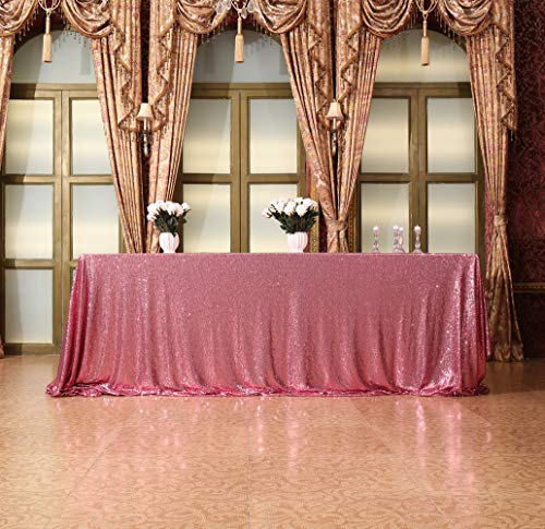 Sequin Tablecloth 90x132 Inch Fuchsia Pink for Wedding Party
