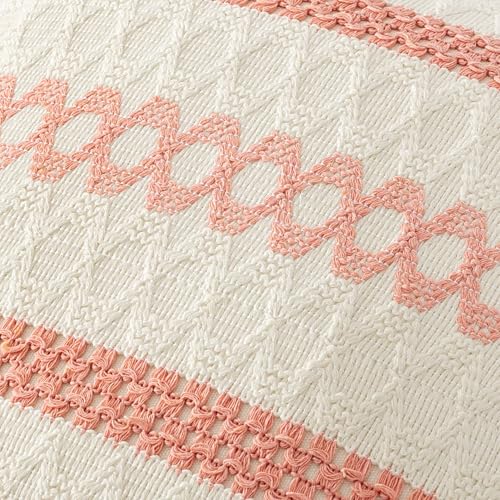 Set of 2 Coral Red Boho Decorative Pillow Covers 20x20 Inch (2 Count)