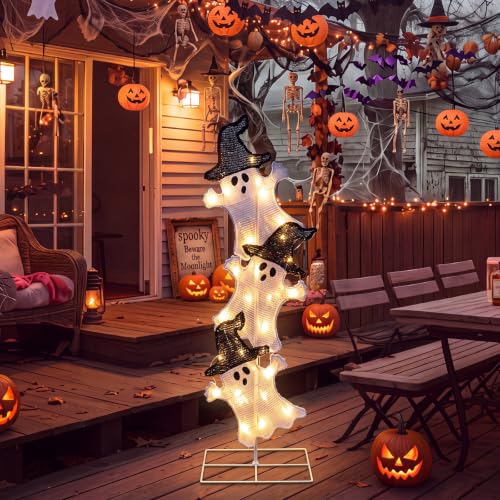 Halloween Ghost Lights 41 Inch H Pre (Black,White / Ghost)