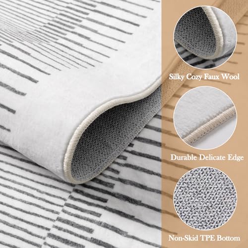 Washable Striped 8x10 Rugs for Living Room (80 Sq Ft)