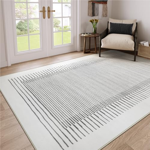 5x7 Washable Striped Living Room Area Rug (35 Sq Ft)