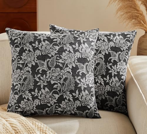 Floral Jacquard Throw Pillow Covers Set of 2 (2 Count)