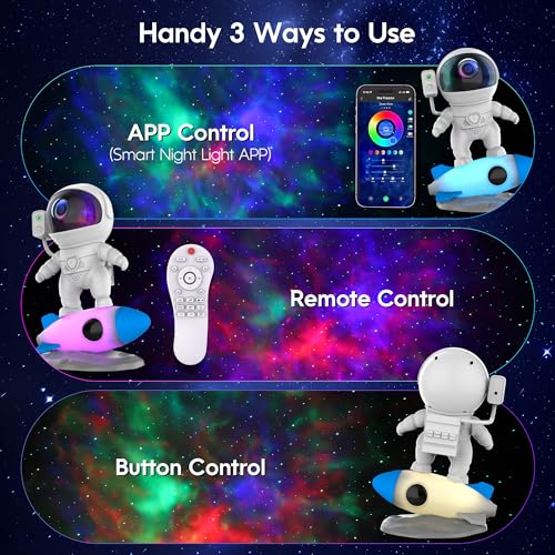 Astronaut Galaxy Projector Night Light with Rocket Lamp
