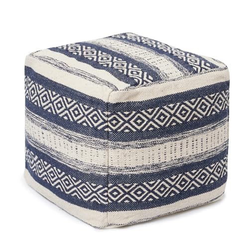 Pouf Ottoman with Filler Textured Storage Cube Bean Bag Pouffe Footrest for Living Room