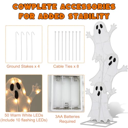 Halloween Lighted 3 Stacked Ghosts