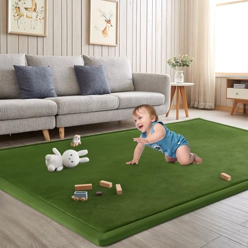 Baby Play Mat for Floor Nursery Muscle Area Rug Playroom Rug 47"x47" Elastic Foam 1.3" Thick Crawling Mat for Babies