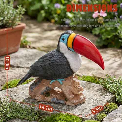 Funny Red Toucan Garden Statue