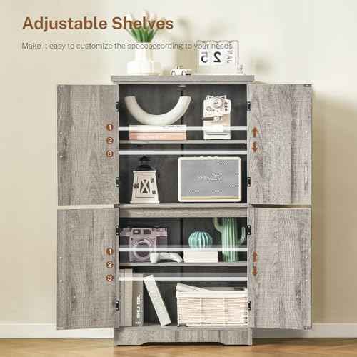 Farmhouse Storage Cabinet with 2 Adjustable Shelves