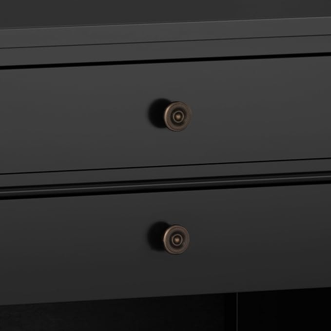 SIMPLIHOME Carlton SOLID WOOD 24 Inch Wide Contemporary Bedside Nightstand Table in Black, For the Living Room and Bedroom