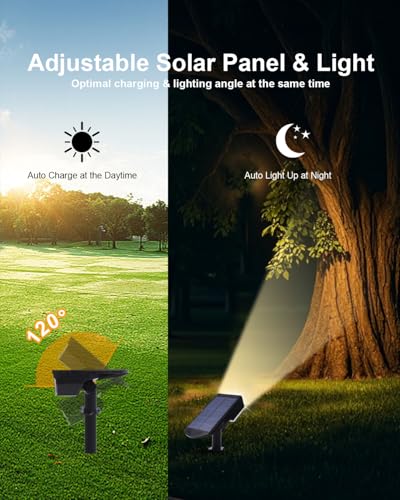 2 Pack Solar Spot Lights Outdoor Waterproof