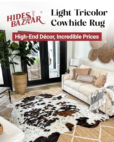 Original Tricolor Cowhide Rug 5x7 ft