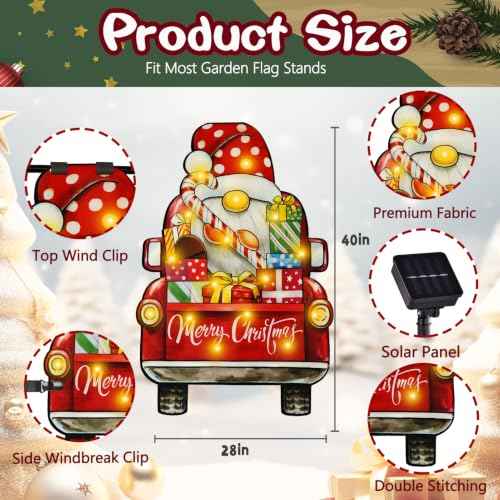 28x40 Solar Christmas Dwarf Garden Flag