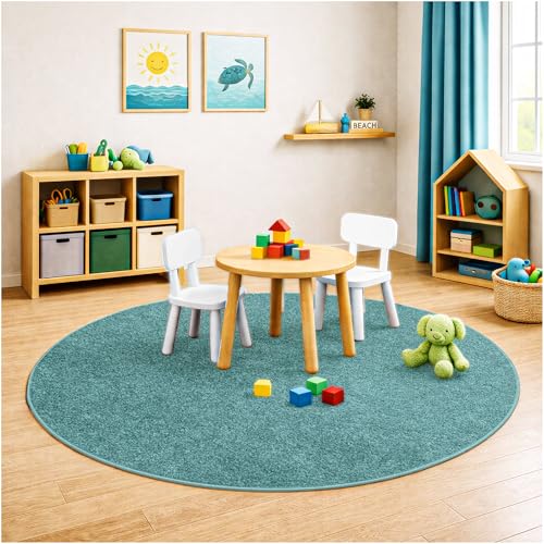 Soft & Colorful 5' Round Kids Classroom Area Rug
