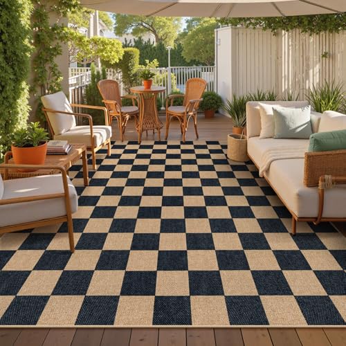 Checkered Easy Jute Living Room Rug