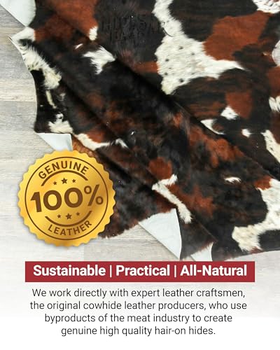 Dark Tricolor Cowhide Rug 6x8 ft