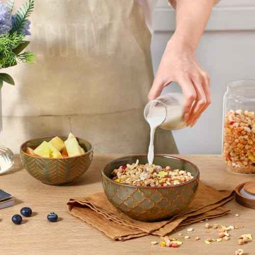 Sureasy 25oz Ceramic Cereal Bowls Set of 4 (4 Count)