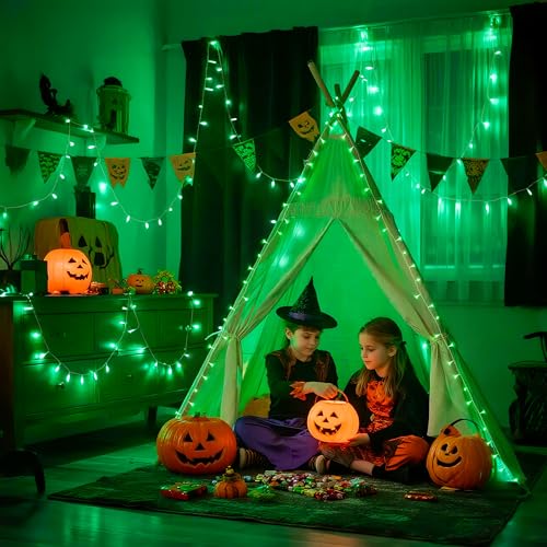 132ft 400 LED Green Halloween Lights Indoor Outdoor Plug in 8Modes (132 Foot)