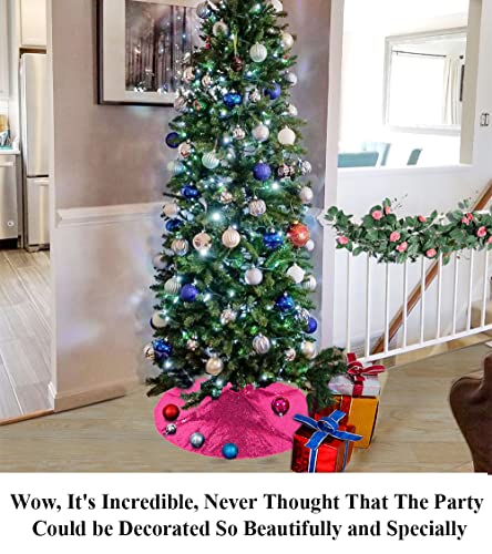 24Inch Sequin Tree Skirt Hot Pink Christmas Tree Skirt 24in Tree Skirts for Slim Trees Xmas Tree Skirt Hawaii Tree Skirt Rustic Tree Skirt Cartoon Tree Skirt Elegant Halloween 24 inch