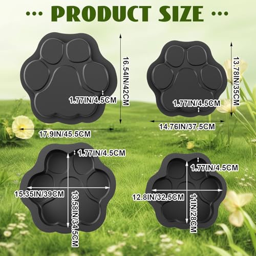 2 Pcs Paw Print Stepping Stone Molds for Concrete (2 Count)