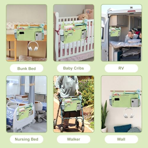 Bedside Caddy Hanging Bed Organizer Storage Bag Pocket for Bunk and Hospital Beds