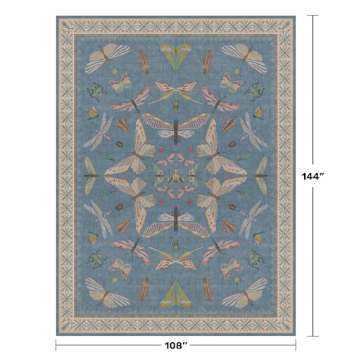 Insect Light Blue Rug for Living Room (108 Sq Ft)