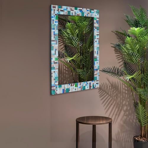 30" x 24" Green Mosaic Wall Mirror