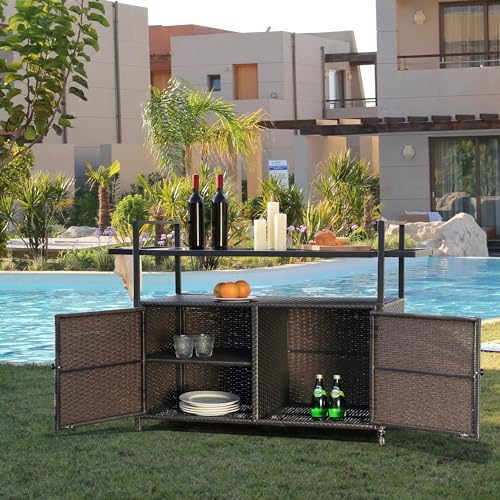Wicker Outdoor Bar Cart