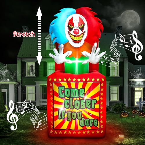 6.6 FT Halloween Inflatables Animated Clown with Music