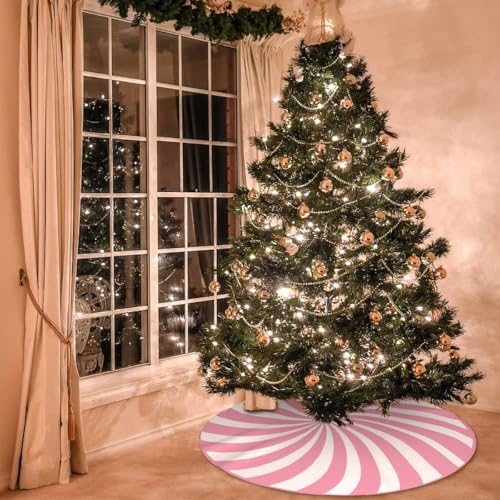 Pink Candy Christmas Tree Skirt 48inch Xmas Decorations