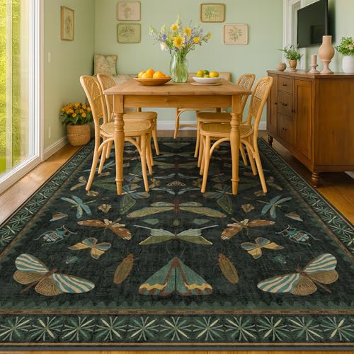 6x9 Dark Green Area Rugs for Dining Room (54 Sq Ft)