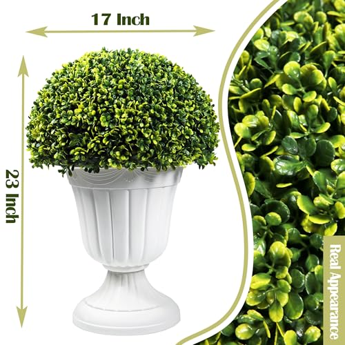 2 PCS 23”Artificial Boxwood Topiary Ball Tree Patio Plants (2 Count)