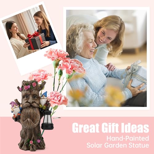 Outdoor Tree Face Garden Gnome Statue with Lantern