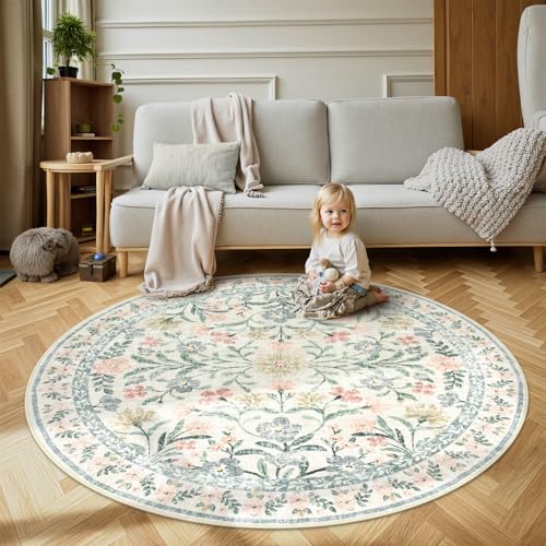 Floral Round Rugs 6ft (28 Sq Ft)