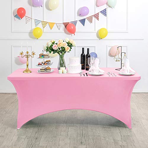 2Pack Spandex Table Cover for 8FT or 4ft or 6ft Table Universal Fitted Stretch Tablecloth for Party
