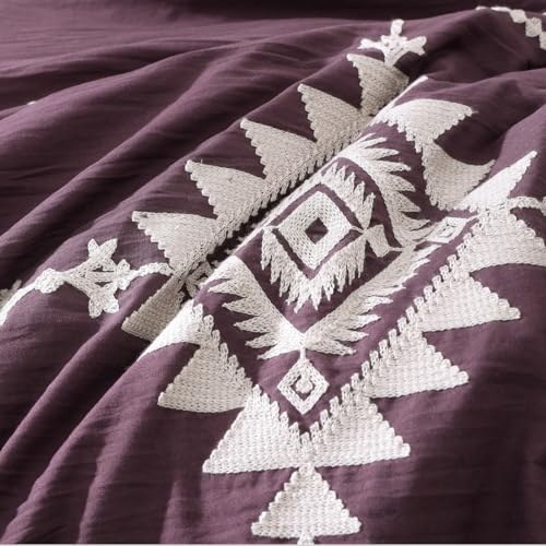 Embroidery Full Size Comforter Set 7 Pieces Purple Bed in a Bag