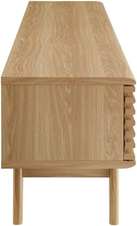 Modway Render Mid-Century Modern Low Profile 70 Inch Media Console TV Stand in Oak, 70"