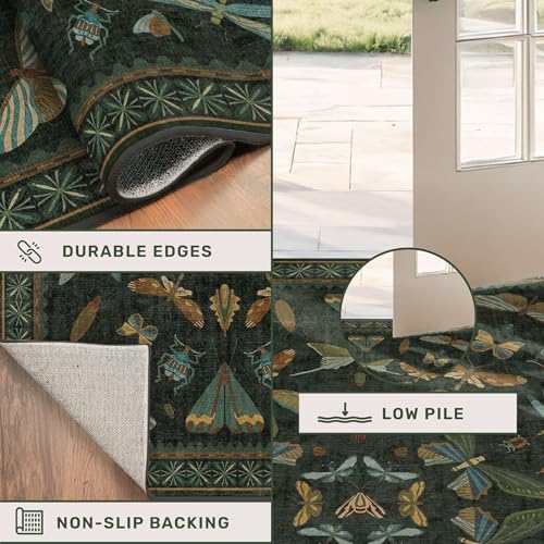 6x9 Dark Green Area Rugs for Dining Room (54 Sq Ft)