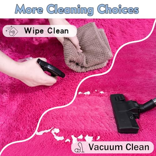 Ultra Soft Fluffy Hot Pink Rugs for Bedroom