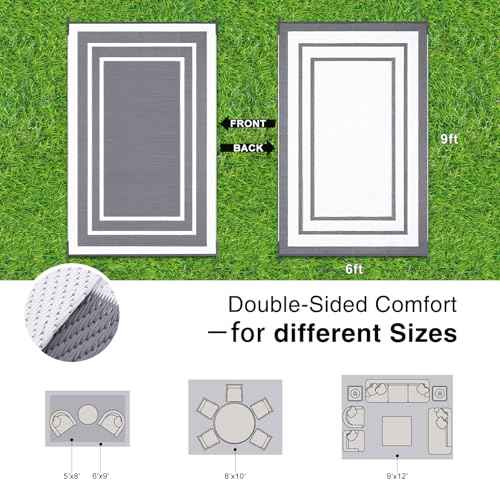 Outdoor Rug 6x9 ft Waterproof Reversible Mat