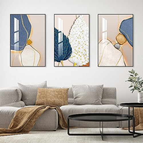 Wall Art Set of 3 Frames Canvas Wall art Decor Abstract Minimalism Natural Style Art Mural Posters & Prints (3 Count)