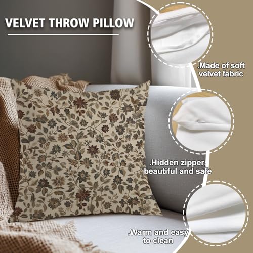 William Morris Abstract Vintage Floral Velvet Design Throw Pillow Covers Home Decor