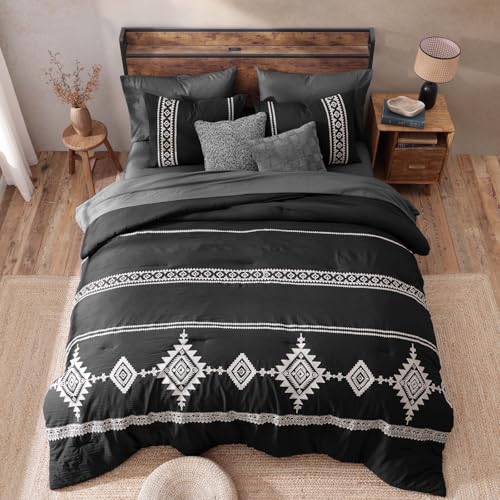 Embroidery California King Comforter Set 7 Pieces Bed in a Bag