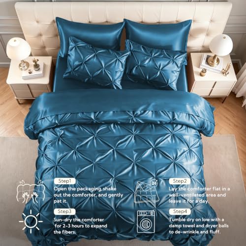 Satin Twin Comforter Set Teal