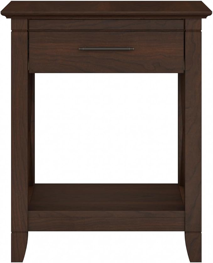 Bush Home End Table with Drawer, Nightstand with Storage, Living Room and Bedroom Furniture, Key West Collection, Bing Cherry