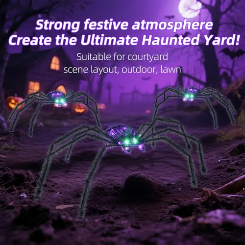 3 Piece Lighted Halloween Spider
