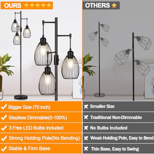 70" Dimmable Floor Lamp with Marble Base (3 Count)